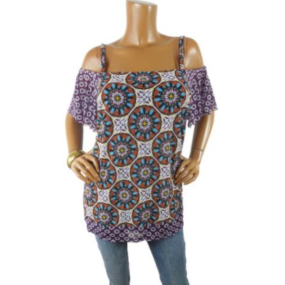 INC International Concepts Tops - INC Top XXL $59 NWT Multi Color Cold Shoulder